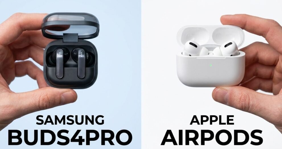 Samsung Buds 4 Pro and Apple AirPods Pro 2 side by side comparison