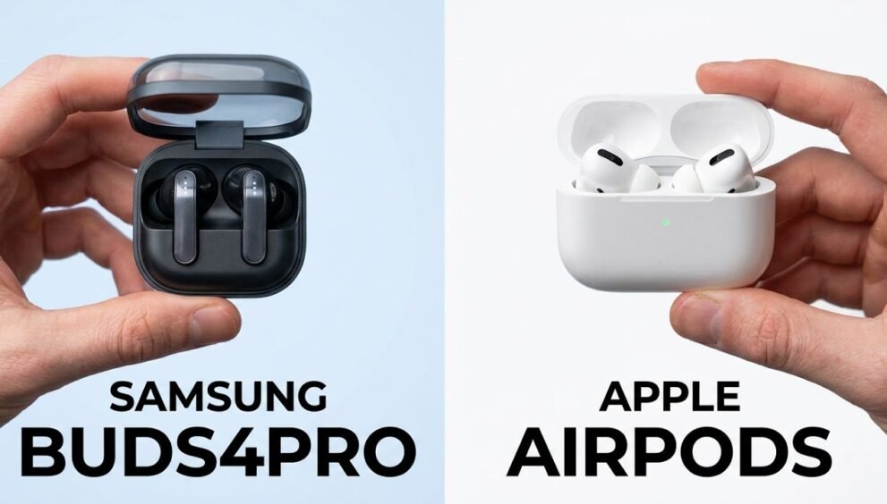 Samsung Buds 4 Pro and Apple AirPods Pro 2 side by side comparison